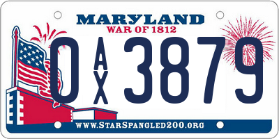 MD license plate 0AX3879