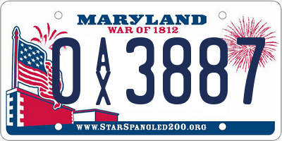 MD license plate 0AX3887