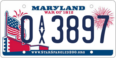 MD license plate 0AX3897