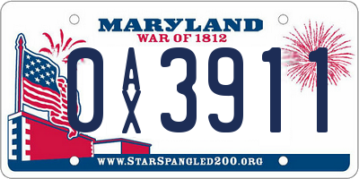 MD license plate 0AX3911