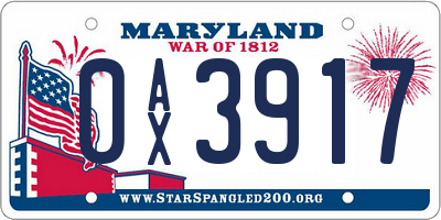 MD license plate 0AX3917