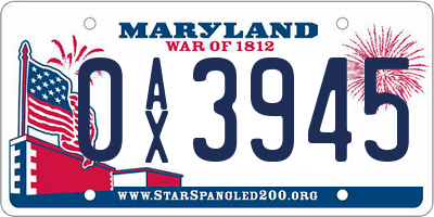 MD license plate 0AX3945