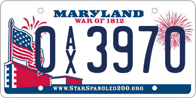 MD license plate 0AX3970