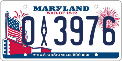 MD license plate 0AX3976