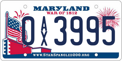 MD license plate 0AX3995
