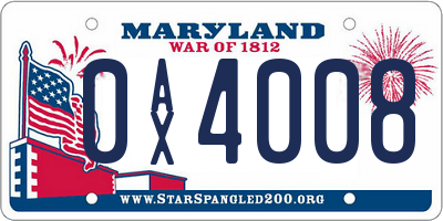 MD license plate 0AX4008