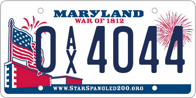 MD license plate 0AX4044
