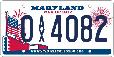 MD license plate 0AX4082