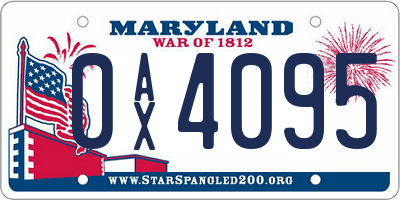 MD license plate 0AX4095