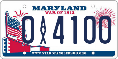 MD license plate 0AX4100