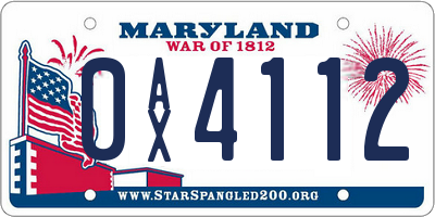 MD license plate 0AX4112