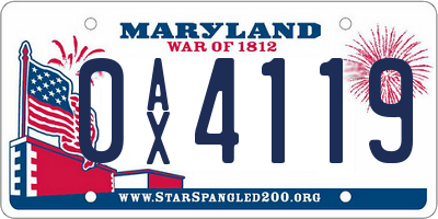 MD license plate 0AX4119