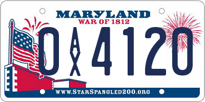 MD license plate 0AX4120