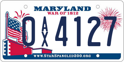MD license plate 0AX4127
