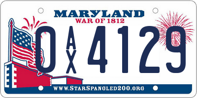 MD license plate 0AX4129