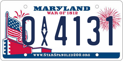 MD license plate 0AX4131