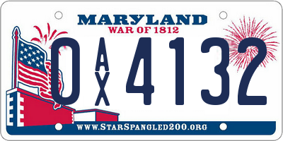 MD license plate 0AX4132