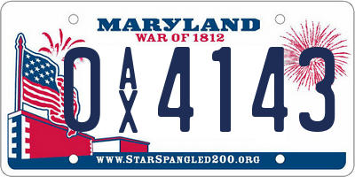 MD license plate 0AX4143