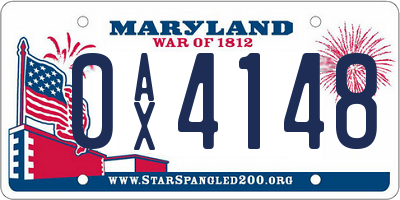 MD license plate 0AX4148