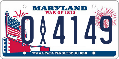 MD license plate 0AX4149