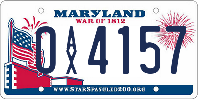 MD license plate 0AX4157