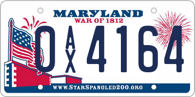 MD license plate 0AX4164