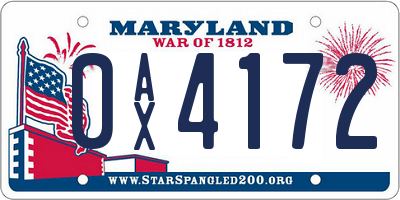 MD license plate 0AX4172