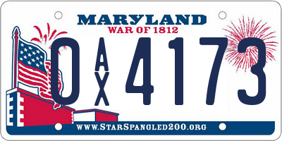 MD license plate 0AX4173