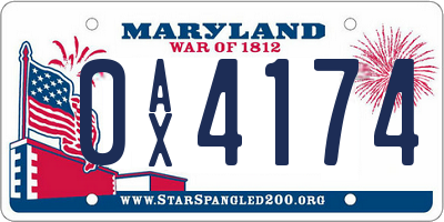 MD license plate 0AX4174