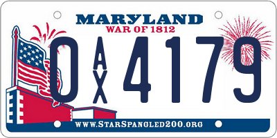 MD license plate 0AX4179