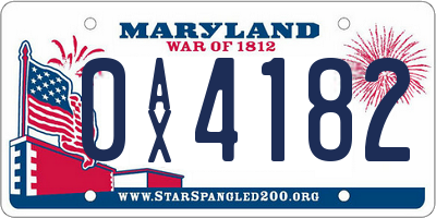 MD license plate 0AX4182