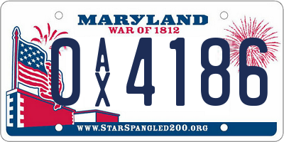 MD license plate 0AX4186