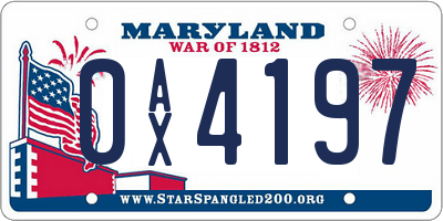 MD license plate 0AX4197