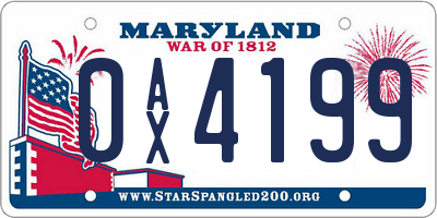 MD license plate 0AX4199