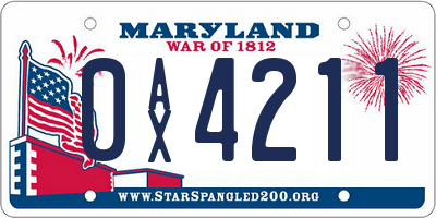 MD license plate 0AX4211