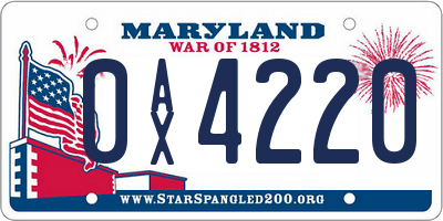 MD license plate 0AX4220
