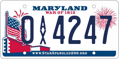 MD license plate 0AX4247