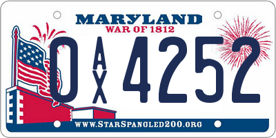 MD license plate 0AX4252