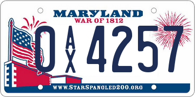 MD license plate 0AX4257