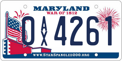 MD license plate 0AX4261