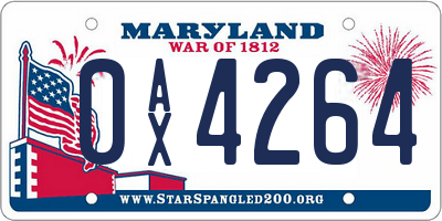 MD license plate 0AX4264