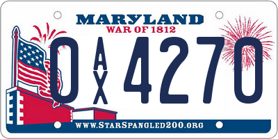 MD license plate 0AX4270