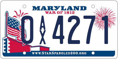 MD license plate 0AX4271