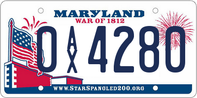 MD license plate 0AX4280