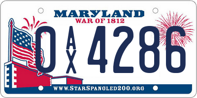 MD license plate 0AX4286