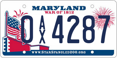 MD license plate 0AX4287