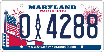 MD license plate 0AX4288