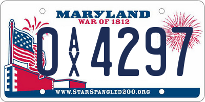 MD license plate 0AX4297