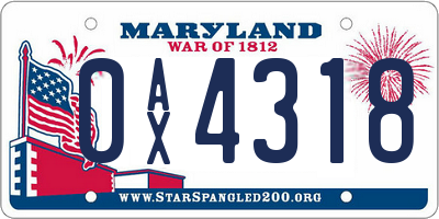 MD license plate 0AX4318