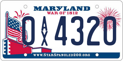 MD license plate 0AX4320